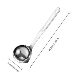 OYWOBET 12inch 304 Stainless Steel Silver Oil Separator Soup Ladle, Grease Filter Scoop, Fat Separator Oil Separator for Cooking, Kitchen, Separate Fat, Filter Out Water and Oil