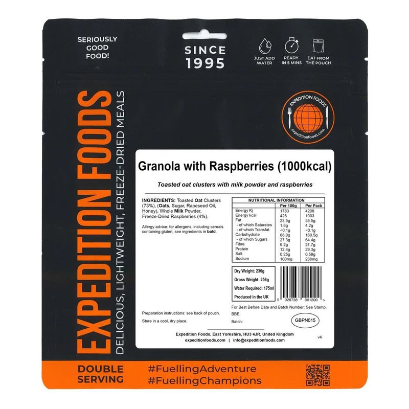 Expedition Foods Granola with Raspberries - Freeze Dried Meal (1000kcal)