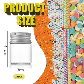 Rliocvhe 24 Stück 15ml Kleine Glasflasche,Reagenzgläser mit Schraubverschluss,Bonbonflasche mit Aluminiumschraubverschluss,Leere Probengläser Probenfläschchen, für Beads Süßigkeiten Gewürze Flüssig