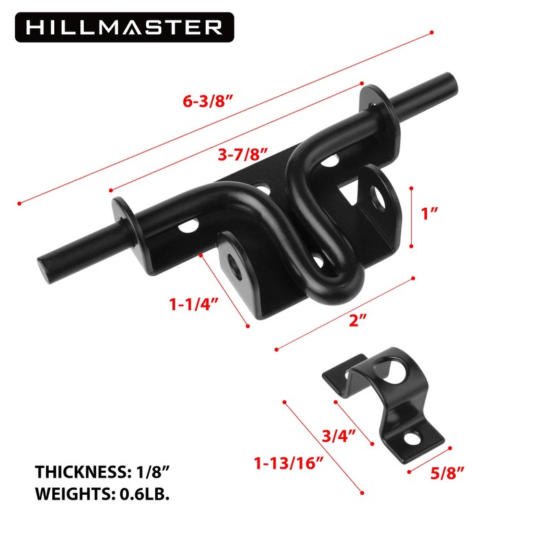 HILLMASTER Heavy Duty Slide Bolt Gate Latch with Padlock Hole,