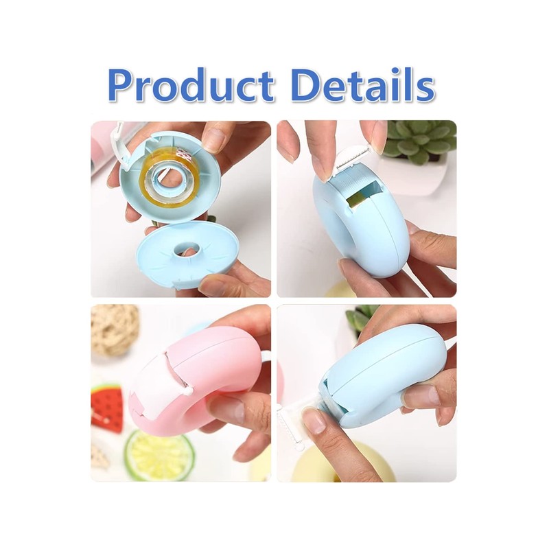 Candy Color Tape Dispenser, Small Cute Donut-Shaped Tape Organizer Desk