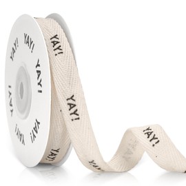 KINGLAKE Yay Cotton Ribbon 5/8" x 10 Yards Twill Tape Herringbone Ribbon for Crafts Gift Wrapping