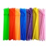 YAOSHENG 200pcs Blue Straw 8.26" x 0.2"Solid Colors Flexible Drinking