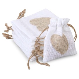 Bewudy 10 Pieces Small Drawstring Muslin Bags - 3.93 x 3.14in Double Drawstring Cotton Cloth Sachet for Party Wedding Storage Home Supplies (Pure White)