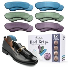 Double Gel Heel Grips for Men and Women - Invisible Extra Sticky Heel Protectors, Heel Grips for Ladies Shoes, High Heels, Courts, Boots, Add Extra Volume (Multicolour Checkered (12 Pack))