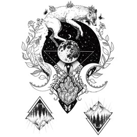 Full Moon Waterproof Temporary Tattoo, Realistic Tattoo Sticker for Men Women Boy Girl, Fake Tattoos 21 x 15cm