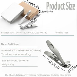 Nail Clipper, Angled Head Long Handled Toenail Clipper for Seniors Thick Nails, Premium Steel Nail Cutter Trimmer with Metal Nail File for Men and Women (Silver)