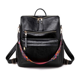 FANDARE Retro Backpacks 3 in 1 Women Shoulder Handbag Waterproof Girls School Bag Casual Daypacks Lightweight Rucksack for Commute Outdoor Travel School Campus Shopping Sport Durable PU Black