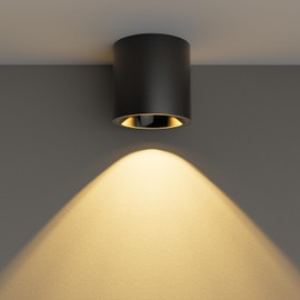 Oliterlux 24 W LED Dimmable Ceiling Spot Light Aluminum 4.92'' Cylinder Spotlight Indoor Modern Minimalist Focus Ceiling Down Light Fixture for Living Room Hallway Foyer CRI90 3000K(Black, 1 Pack)