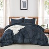 Navy Plaid Comforter Set Queen Size, 3 Pieces Blue Grid