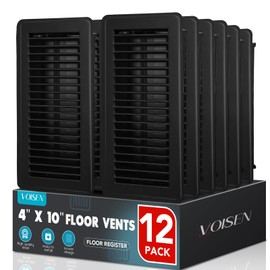 VOISEN Floor Register 4x10, 12 Pack Black Floor Vent Covers, Heavy Duty Steel Walkable Floor Vents,Vent Covers for Home Floor
