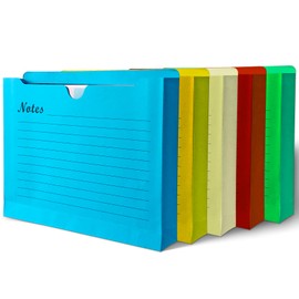 Binditek 25 Pack Notes File Jacket, 2 Inch Expansion Pockets, Letter Size Manila File Folder, 5 Assorted Colors (Yellow, Orange, Green, red, and Blue), School Office Supplies