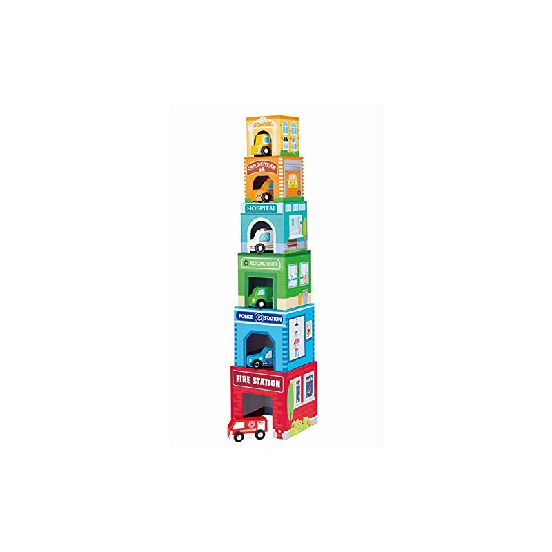 Lelin Toys L10339 Stacking Cube with 6 Vehicles