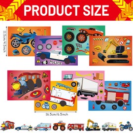 48 Sheets Truck Stickers Kits Make Your Own Truck Stickers with 8 Designs Truck Party Favors for Kids Boy's Kindergarten, Festival Present (Automobile)
