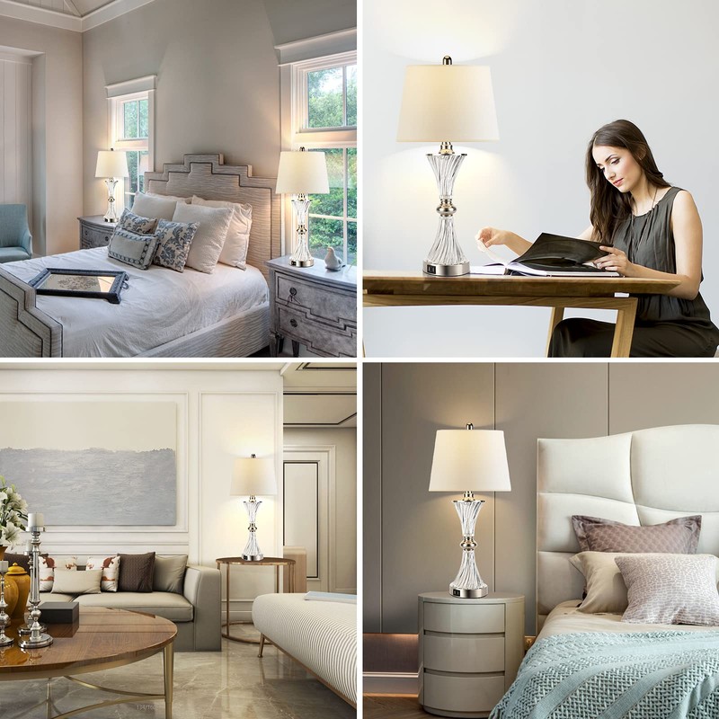 Hamucd Touch Control Table Lamp for Bedrooms 3 Way Dimmable