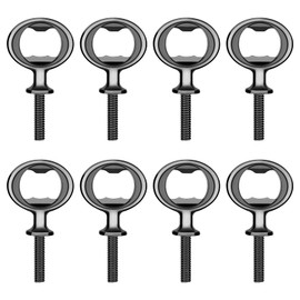 Ohiyoo Metal Bottle Opener Kits 8 Pack Blank Stainless Steel Bottle Opener Insert DIY Bottle Opener Hardware Bottle Opener Inserts for Wood Turning Kits Flat Bottle Opener Inserts Kit (Black)