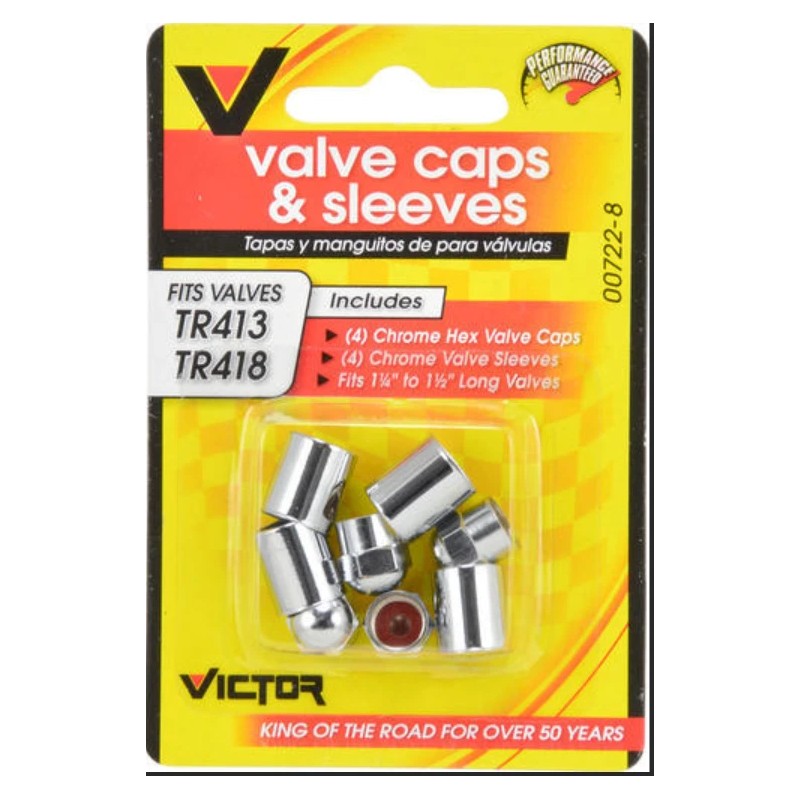 Victor™ Chrome Valve Hex Valve Caps and Sleeves - 4