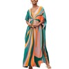 IMAGEKOPE Moroccan Print V-Neck Batwing Kaftan Women's Plus Size Loose