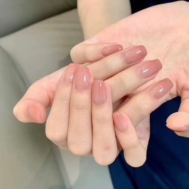 YXRXKJ Nail Tips, Medium, 24 Pieces, Nail Tips, Short, Popular, Japanese Style, Cute, Simple, Stylish, False Nails, Short, Spring & Summer, Bride Nails, Glossy, Coming of Age Ceremonies, Graduation