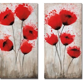 Artistic Home Gallery Luminous Crimson I & II by Catherine Brink 2-pc Premium Stretched Canvas Set (Ready-to-Hang)