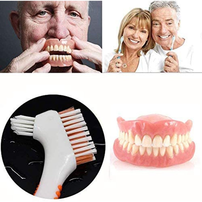 Chargenyang 3 Pack Denture Cleaning Brush Set Hard Denture Toothbrush