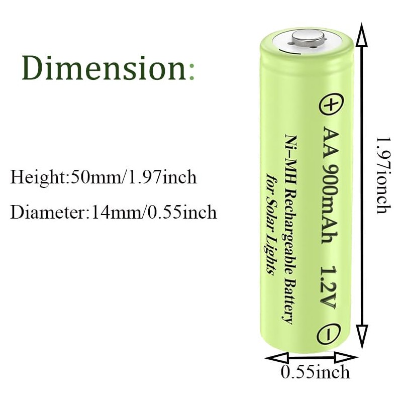 10 Packs 1.2V AA 900mAh Nickel Metal Hydride NiMh Rechargable