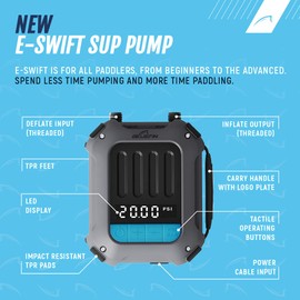 Bluefie Electric Paddle Board Pump | SUP Electric Pump | E-Swift Portable Pump | Auto Shut Off | LCD Display
