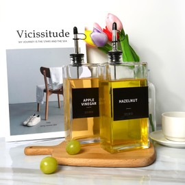 Altfun Olive Oil Dispenser for Kitchen, Cooking Oil and Vinegar Set, Soy Sauce and Coffee Syrup Bottles - 2 Pcs, Silver