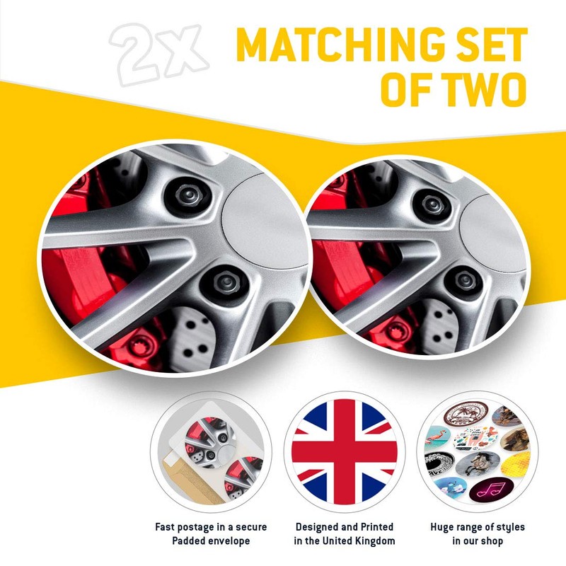 Vinyl Stickers (Set of 2) 7.5cm - Red Brake Caliper
