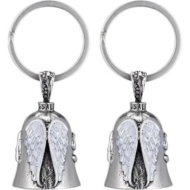 CYZJPRVN Guardian Bell Biker Bell, 2 Pieces Motorcycle Bell Lucky Charm, Stainless Steel Motorcycle Bell, Protective Bell Angel Riding Bell, Motorcycle Bell Keyring for Blessing the Peace, Lucky Charm