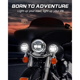 LX-LIGHT DOT Chrome 60W 4.5 Inch LED Passing Light with DRL LED Fog Lamps for Motorcycles Auxiliary Light Bulb Motorcycle Projector Driving Lamp