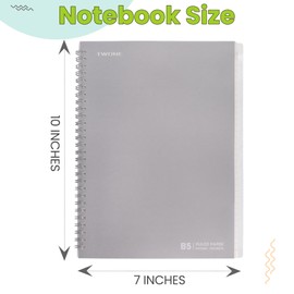 TWONE Spiral Notebook, 7"x10", 140 line Ruled Pages, Waterproof Frosted PP Cover, Red, Ideal for School, Office, and Personal Use