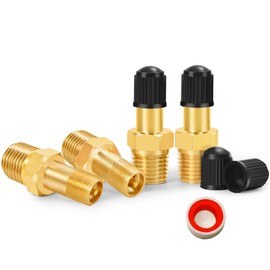 Godeson 1/8" NPT Tank Valve 4 Pack Corrosion Resistant Brass Schrader Valve with 1/8" Male NPT, Use with Air Compressor Tanks (Pack of 4)