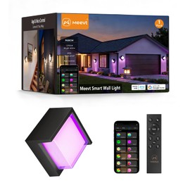 Meevt Outdoor Wall Lights, Square, 1 Pack, 1200LM RGBCW Smart Porch Lights
