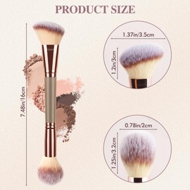 3PCS Double Ended Makeup Brush, Round Top Brush for Blush, Slant Brush for Contour and Highlighter