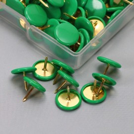 Tupalizy 150PCS Flat Push Pins Cute Thumb Tacks Plastic Round Head with Steel Point for Cork Bulletin Board Wood Wall Hanging Maps Photos Pictures Painting DIY Art Craft Home School Office Use (Green)