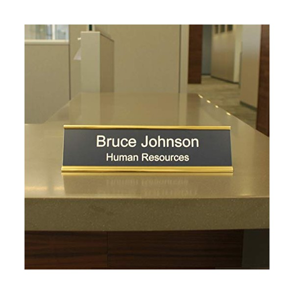 8" x 2" Desktop Nameplate Holder with Custom Insert (Gold-Patriotic