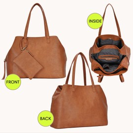 Erica Tote (Tan) | Dual Top Handle Tote Bag for Women | Vegan Leather Top-Handle Shoulder Bag