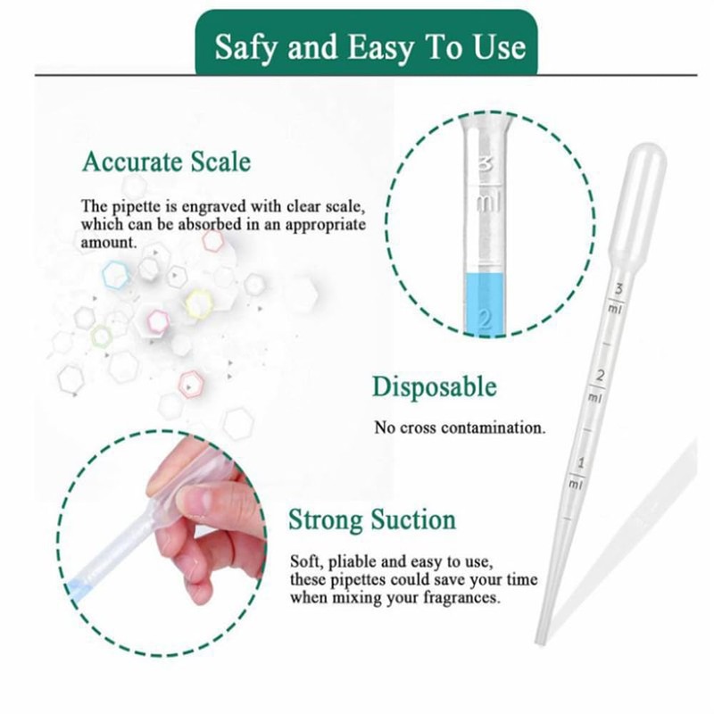 CARPEDIEM 100pcs 3ml Graduated Pipettes Disposable Refills Free Research Essential