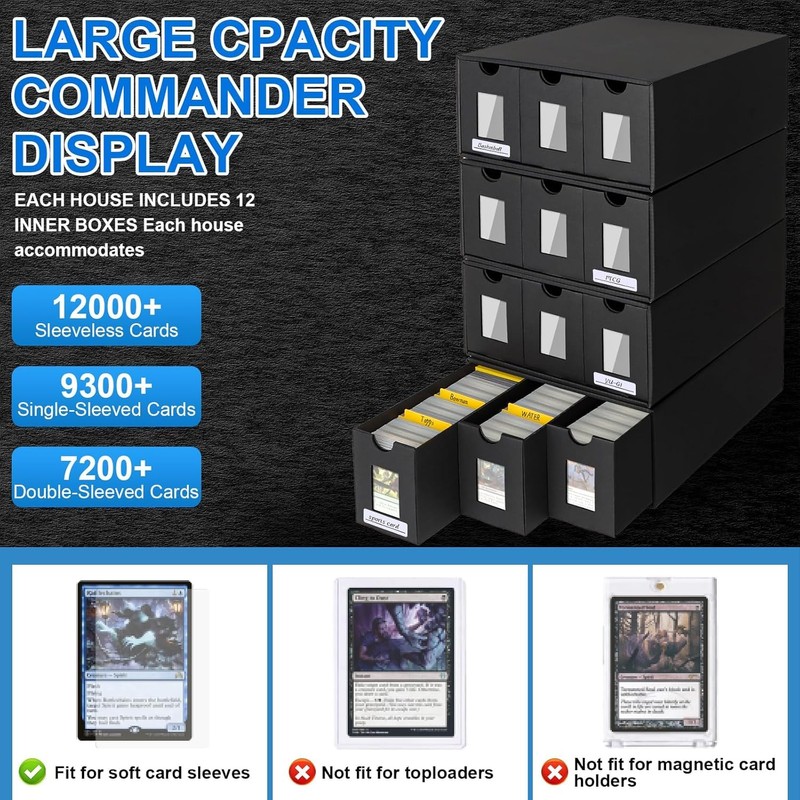 BILIPLE 12000+ Trading Card Storage Box for Commander Display, Card