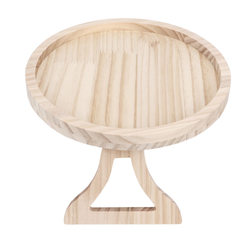 Clip On Tray Natural Bamboo 9.8in Round Home Couch Sofa
