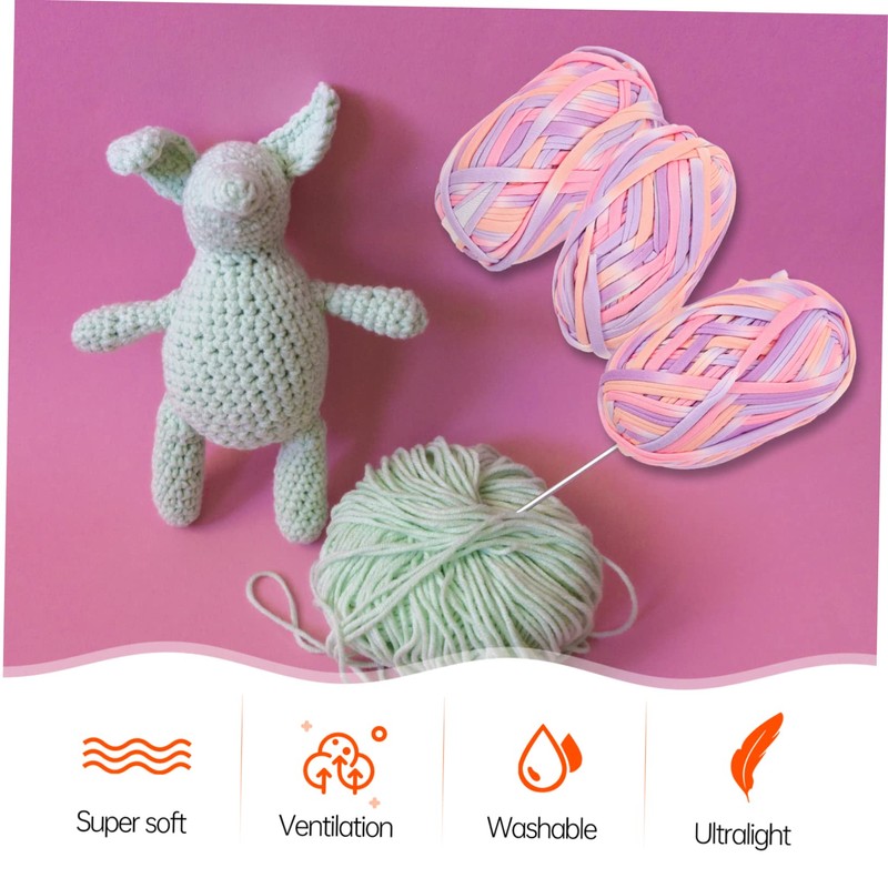 STOBOK Cotton Yarn Pack 3 Sets for Crocheting Weaving Home