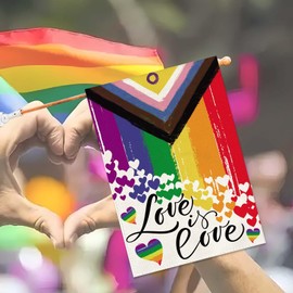 Baccessor Love Pride Garden Flag Double Sided 12.5 x 18 Inch LGBTQ Love Heart Rainbow Progress Community Gay Lesbian Transgender Bisexual Yard Outdoor Outside Decoration