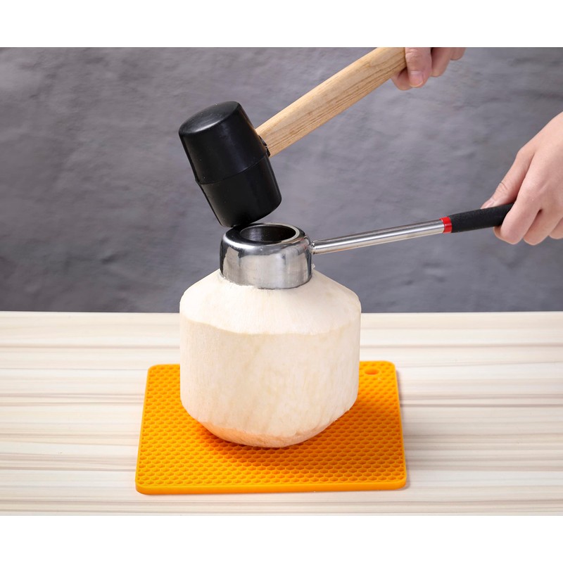Coconut Opener Tool Set, Food Grade Stainless Steel Coco Opener