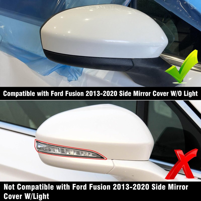 Adzfel Compatible with Ford Fusion Side Mirror Cover Cap 2013