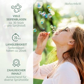 HOCHZEITSHELD Soap Bubbles Wedding Pack of 75 with White Heart Grip – Ideal as a Registry Office Decoration or Surprise – Perfect as a Wedding Decoration Table or with Tears of Joy – Mini Air Bubbles