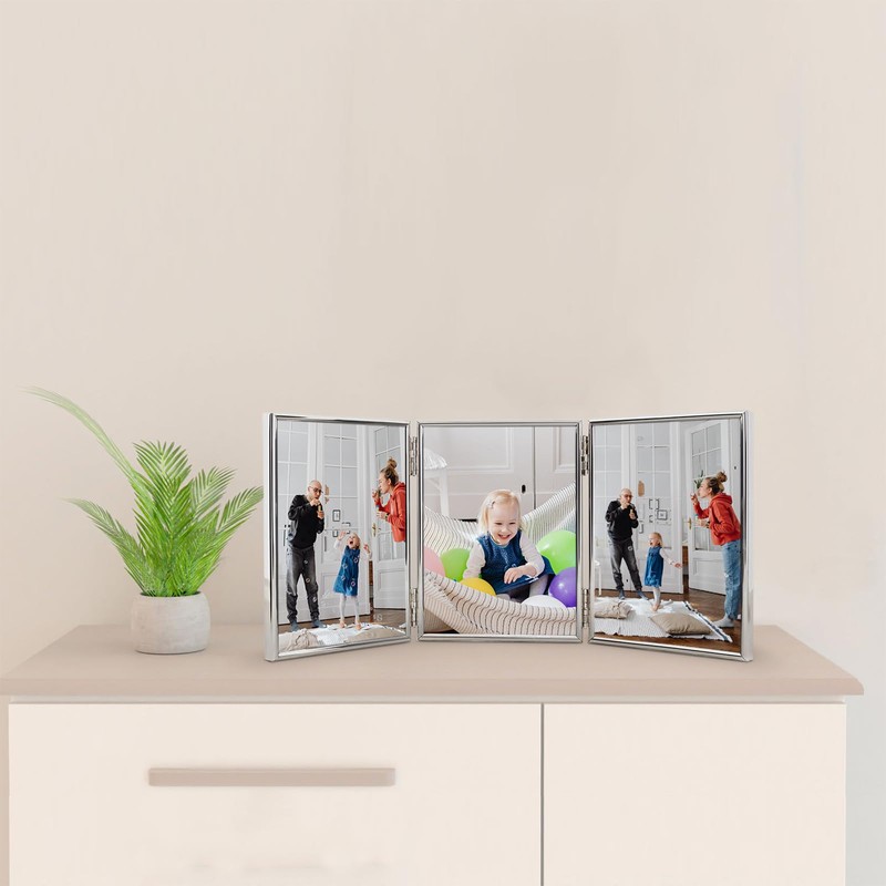 Frametigo Silver Plated Thin Edge Triple Frame Photo Frame -