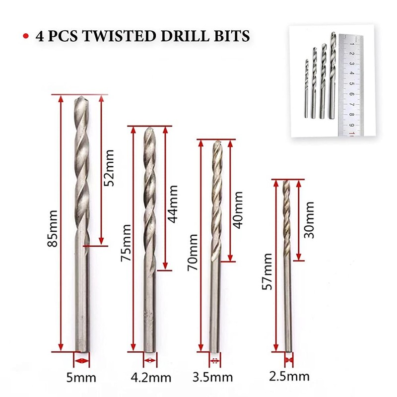 Metric Tap Drill Bit Set, M3/4/5/6 Hand Screw Thread Tap