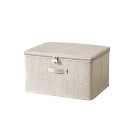 ACESOME Lockable Box, Box Lockable, Storage Box Fabric, Cotton and Linen Lockable Box, Foldable Box Lockable for Clothes & Toys (1, 38 x 25 x 16 cm)
