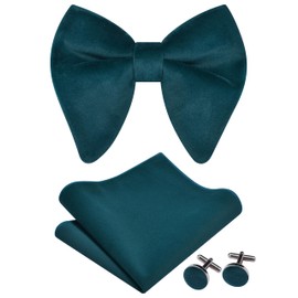 GUSLESON - Juego de gemelos cuadrados de terciopelo a cuadros para hombre, preatados, ajustables, con caja de regalo, Azul Teal, general